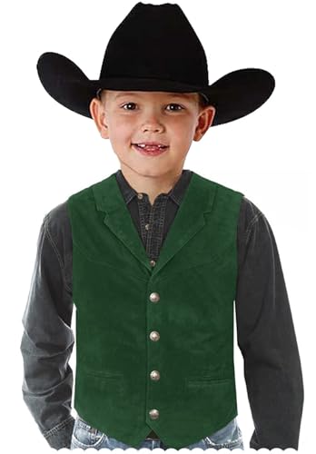 Boy's Suede Leather Vest Casual Western Cowboy Waistcoat