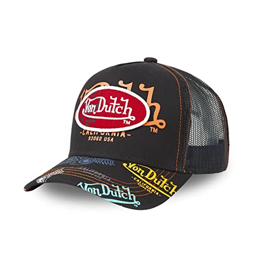 Von Dutch Casquette Homme & Femme Ajustable, Casquette Trucker, Noir Taille TU