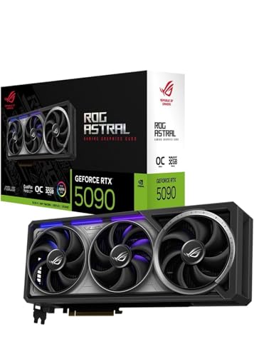 Image of ASUS ROG Astral GeForce RTX 5090 OC Edition Gaming Graphics Card (PCIe 5.0, 32GB GDDR7, HDMI /DP 2.1, 3.8-Slot, 4-Fan Design, Axial-tech Fans, Patented Vapor Chamber, Phase-Change GPU Thermal pad)