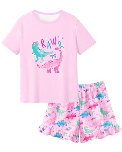 Sylfairy Girls Pajamas Summer Toddler Girl Pajamas Sets Short Sleeve Girls' Cute Sleepwear Pjs Size 3-10