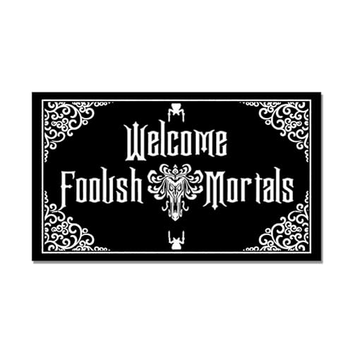 IFHUH Funny Front Door Mat | Welcome Foolish Mortals Mat |Non-Slip Crystal Velvet Funny Doormat with Textured Surface for Outdoor/Indoor Uses Low-Profile Rug Mats for Entry 31.5(W) X 19.5(L)