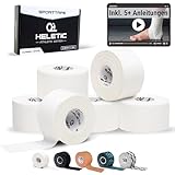 HELETIC Sporttape 3,8cm x 10m Athlete Edition - Tape mit extra starker Klebkraft, leicht abreißbar & wasserabweisend (White (6 Rollen))