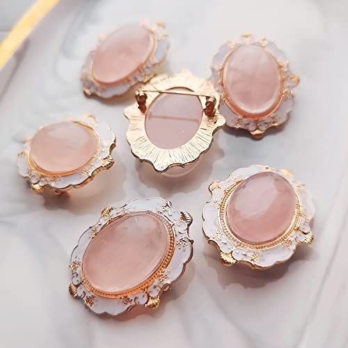 Ccijing New Year Brooch Pins For Women Girl Fashion Flower/Leaf/Butterfly/Parrot/Snowflake Lapel Pin Cameo Pin Safety Pin For Christmas Party Birthday Fashionable Gifts（Pink Crystal Cameo Brooch） #TOP2