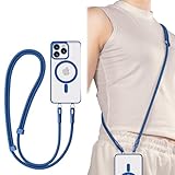 [Jazolmky] 携帯ストラップ スマホショルダーストラップ 首掛け・肩掛けストラップ スマホ 2口タイプ ストラップホルダー 太さ7mm ナイロンロープ 40cm-80cm 長さ調節可能 全機種対応 充電影響なし 落下紛失防止 (サファイアブルー)