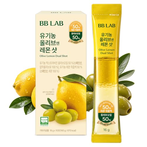 BB LAB Organic Olive & Lemon Dual Shot, 50:50 Ratio, Cold-Pressed Extra Virgin Olive Oil & NFC Lemon Juice, 16g*10 Sticks - image 1