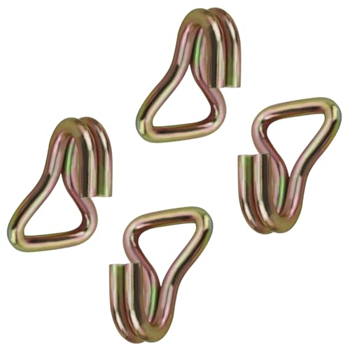 QTM Heavy Duty 4-Pack Golden Zinc Double J Hooks - 2 inch Wide, 11,000 lbs Breaking Strength, Best for Car, Truck, Trailer Tie Down Straps - Strap Hooks