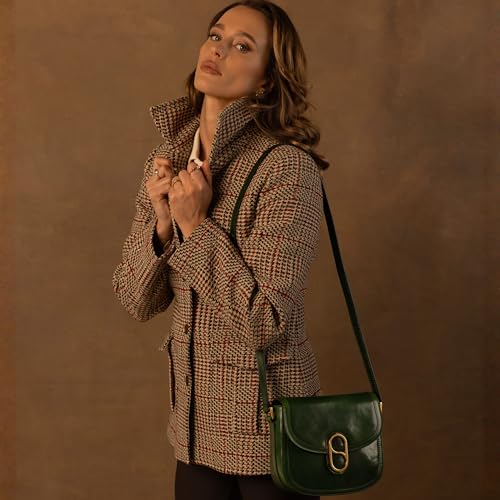 Image of Time Resistance Full-Grain Leather Crossbody Bag - Shoulder Bag with Magnetic Closure - Leather Messenger Bag for Women