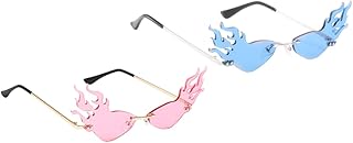 4 Peças De Óculos De Sol De Coração Óculos De Sol De Moda Feminina Óculos De Sol Sem Aro Óculos De Sol De Fogo Legal Óculos De Sol De Fogo Óculos De Fogo Óculos Estéticos Óculos