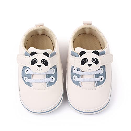Baby Sock Shoes Baby Walking Shoes Infant Toddler Shoes Soft Sole Cartoon Panda Lace Up Casual Shoes (Blue, 5 Infant)2