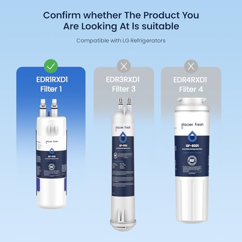 GLACIER FRESH Refrigerator Water Filter Compatible with W10295370A, EDR1RXD1, WHR1RXD1, KAD1RXD1, Filter 1, W10295370, P4RFWB, P8RFWB2L, 46-9930, 46-9081 Refrigerator Water Filter 1 Pack