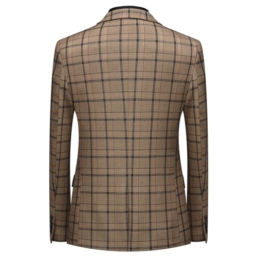 MOGU Mens 3-Piece Slim Fit Plaid Suit - Blazer, Vest, and Pants Set for Wedding Prom Casual2