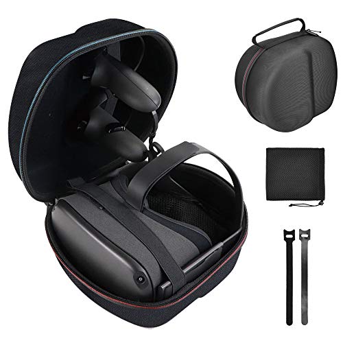 DECARETA Étui de Transport Rigide pour Casque de Réalité Virtuelle All-in-One Housse de Transport pour Oculus Quest avec Un Sac en Filet Boîte de Rangement pour Lunettes VR, 26 * 22 * 18cm