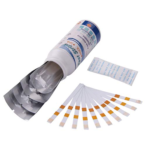 Blueborn 50 test strips TS 3-in-1 test sticks pool water tester for chlorine pH value alkalinity white