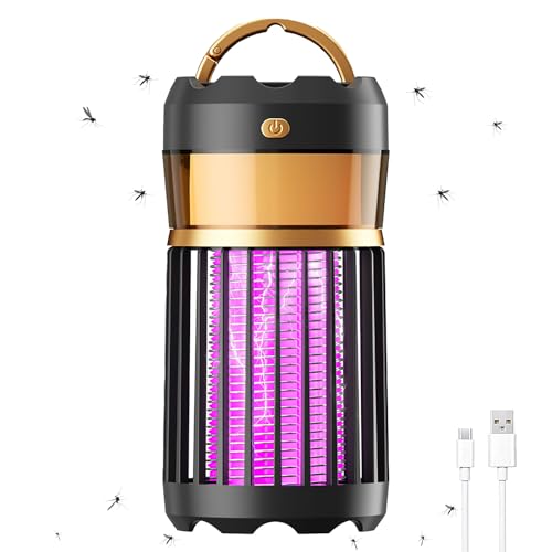FainFun lámpara antimosquitos, 3 in 1 Lámpara Antimosquitos Recargable USB, Mata Mosquitos Electrico para Casa, Jardín, Camping, Oficina(Negro)