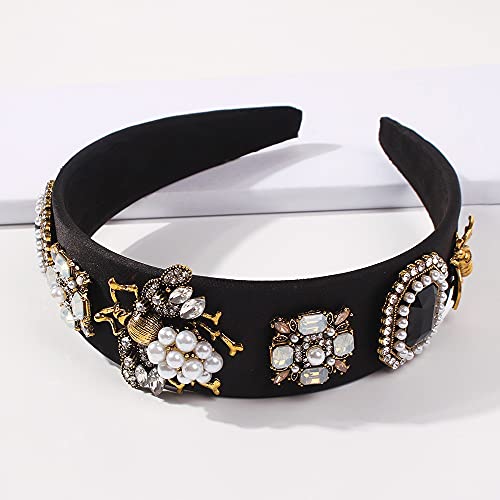 Diademas barrocas para mujer bandas para el cabello anchas con diamantes de imitación 4