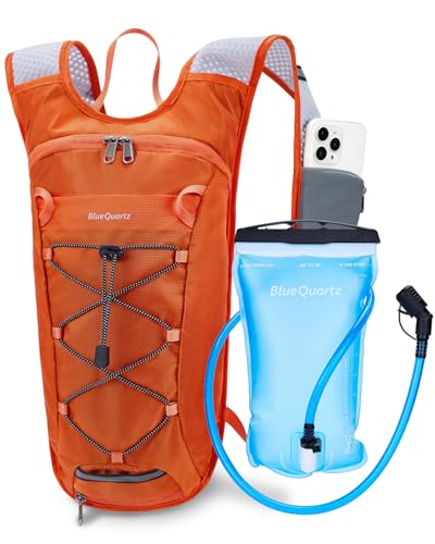 Blue Quartz Mochila De Hidratação Com Reservatório Água 2 Litros, Para Trilhas, Mulheres E Homens, Leve Ciclismo, Bolso Celular Bolsa Rede Capacete, Corrida Esqui