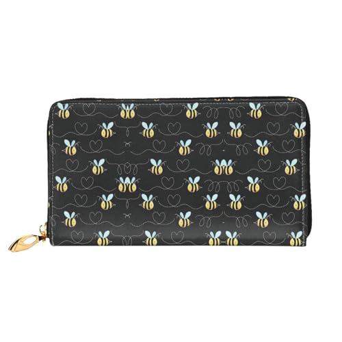 Portefeuille en cuir abeille compact avec pochettes de voyage