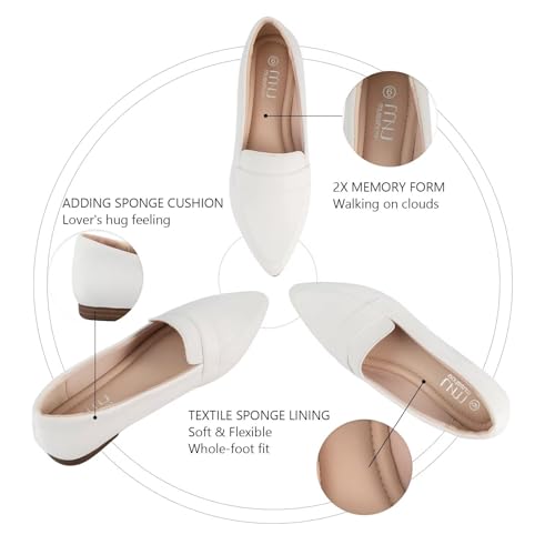 Image of MUSSHOE Loafers for Women Pointed Toe: Dressy Gold Bit Flats, Suede BusinessCasual Slip On Shoes for Office Work,Interview & Teacher