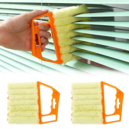 Venetian Blind Cleaner Tool Venetian Blinds Cleaning Brush Window Blind Duster Washable 7-Finger Design Window Shutter Cleaner Tool for Venetian Blinds Air Conditioner and Car AC Vent 2 Pcs