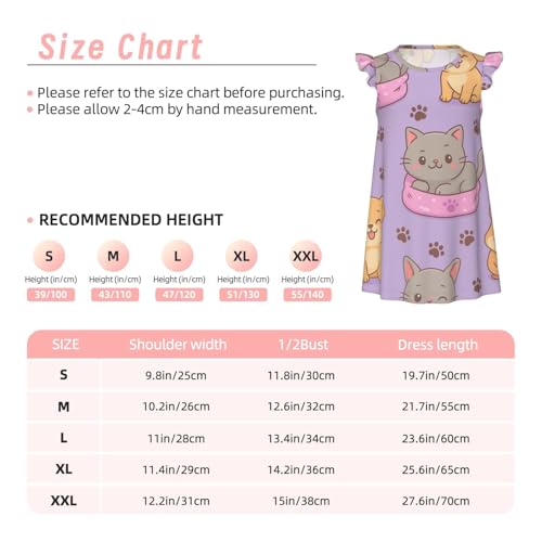 Flutter Sleeve Nightgown Pajama Gown Kawaii Cat Dog Pattern Easy Pull-On Sleepwear Nightdress3