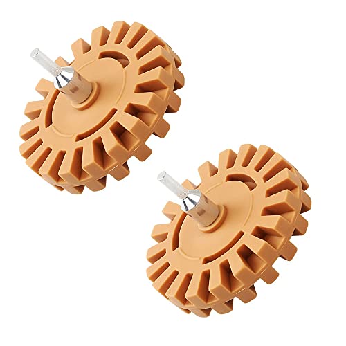Swetup Folienradierer, 2 Stück Felgen Radierer, Radierscheibe 20mm, Radierer Bohrmaschine Akkuschrauber, Radiergummi mit Adapter zum Entfernen von Folien und Kleberesten am Fahrzeug, Auto Motorrad