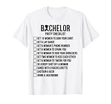 Mens Groomsmen Groom Squat Men Bachelor Supplies Party Checklist T-Shirt