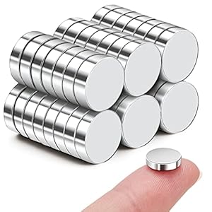 SMARTAKE 45 Pcs Refrigerator Magnets, 10×2.6mm Small Round Fridge Magnets, Multi-Use Premium Neodymium Office Magnets for Fridge, Whiteboard, Billboard in Home, Kitchen, Office and School (Silver)