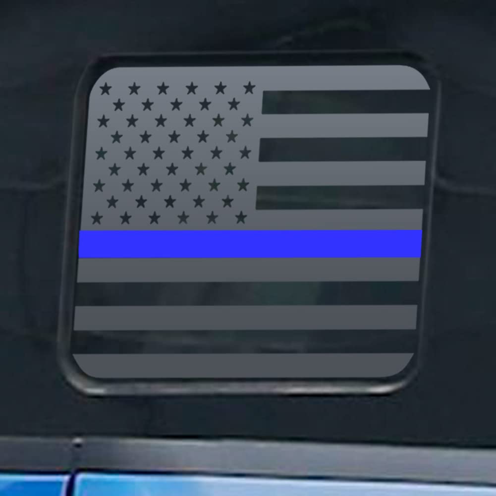Rear Middle Window American Flag Decal for Ford F150 F250 F350 2015-2022 2023, US Flag Back Centre Sliding Decal Glass Windows Stickers Truck Car Vinyl Sticker (2015-2023, Thin Blue Line)