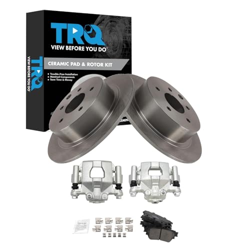 Image of TRQ Rear Brake Pad and Rotor Set Ceramic Rotors Calipers Compatible with 2019-2021 Nissan Altima