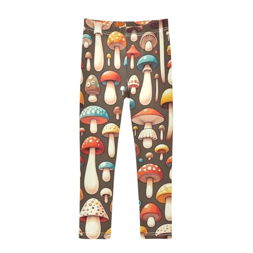 Autumn Cartoon Mushroom Girls Leggings Stretchy Dance Pants for Kids