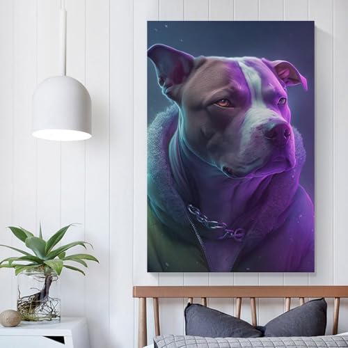 Peintures toile colorée beagle pour réveiller un salon blanc et vide