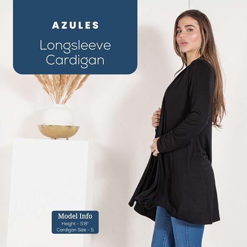 Image of Azules Long Sleeve Womens Cardigan, Flowy Longer Rayon Sweater Lightweight Cardigan for Casual or Dressy Outfits