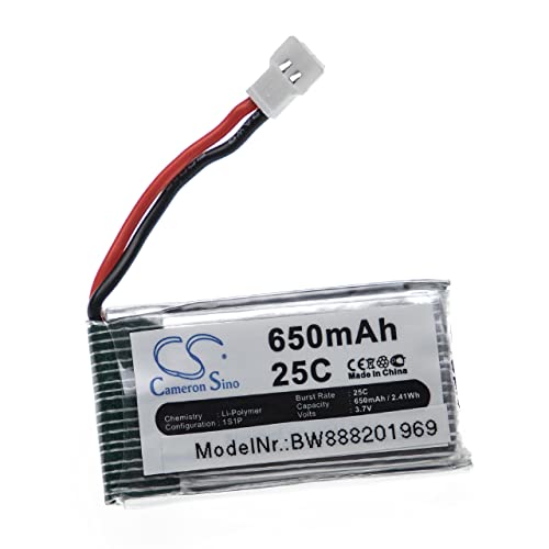 vhbw 1x Batterie Remplacement pour Hubsan H107C-A24 pour Drone (650mAh, 3,7V, Li-polymère)