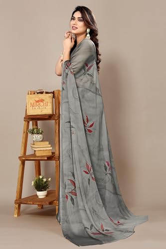 Image of MIRCHI FASHION Saree for Woman Chiffon Floral Printed | Lightweight All-Day Comfortable Women's Sari with Unstitched Blouse Piece (Available in 30 Colors)