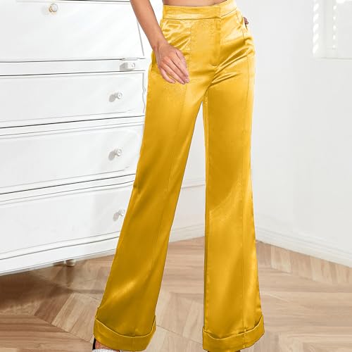 D&M Women's Dress Pants Wide Leg High Waist Flare Pants Work Pants Business Office Casual Lounge Pant Trousers with Pocket4
