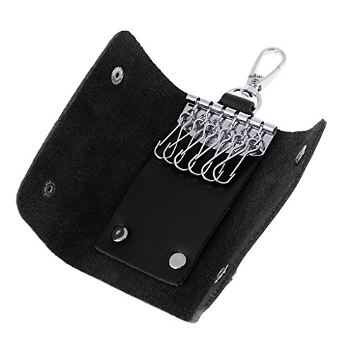 Homyl Bolsa masculina de couro legítimo para chaveiro de carro, porta-cartões, bolsa organizadora, P