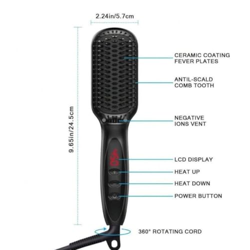Cepillo alisador de cabello eléctrico negro miniatura 5