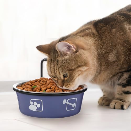 Cuenco Colgante para Gatos Uonlytech de Acero Inoxidable, Pack de 2 Comederos de 12cm con Gancho 6