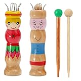 Gansdnek 2 Stück Strickliesel, Strickliesel mit 4 Haken, Strickliesel mit Kurbel, Holz Stricknadeln Bastelset für Spule Stricken Loom DIY Handarbeiten Machen Starter Supplies