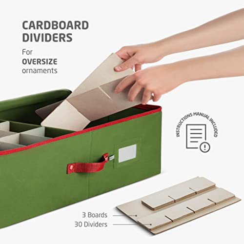 image for ZOBER Underbed Christmas Ornament Storage Box with Zippered Closure - 