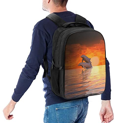 Mochila para computadora portátil impermeable con diseño de delfín para instituto y campus 5
