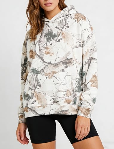 Image of Dsewpaur Camo Hoodie For Women Oversized Long Sleeve Drop Shoulder Fleece Hooded Sweatshirt Pullover With Pocket Outfits