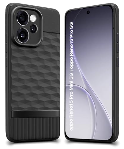 Image of WOW IMAGINE Back Cover for Oppo Reno 15 Pro 5G | Reno 15 Pro Mini 5G with Hexa Cube Design | Ultra Slim Soft Rubberised Case | Inner Velvet Fabric | Flexible Mobile Case | Camera Protection - Black