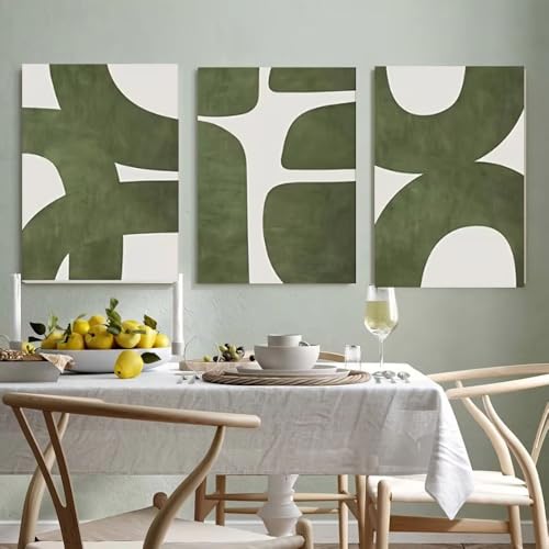 Affiche minimaliste verte pour salon moderne | Déco triptyque 70x90