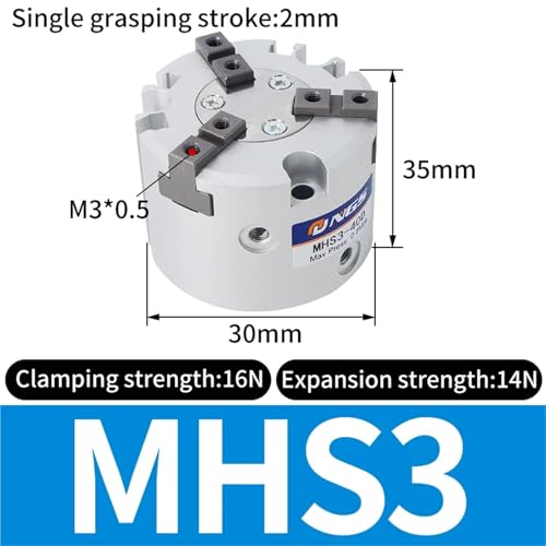 Cilindro neumático MHS3 25D pinza de tres dedos estilo paralelo serie MHS2 MHS4 3