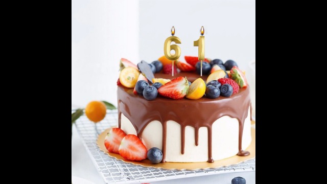 VSHILI Velas De Cumpleaños 61, Velas De Pastel 61, Velas Rosas De Feliz Cumpleaños Número 61, Decoraciones Para Tartas Para Fiestas, Hombres Y Mujeres