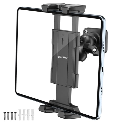 Image of OHLPRO for iPad Wall Mount Tablet Holder, Adjustable Drilled Base with 2 inch Support Arm Stand for 5-13 inch iPad mini Pro Air, Fire HD, Galaxy Tab, Switch and Phone - 360 Viewing, Adjustable Tilt