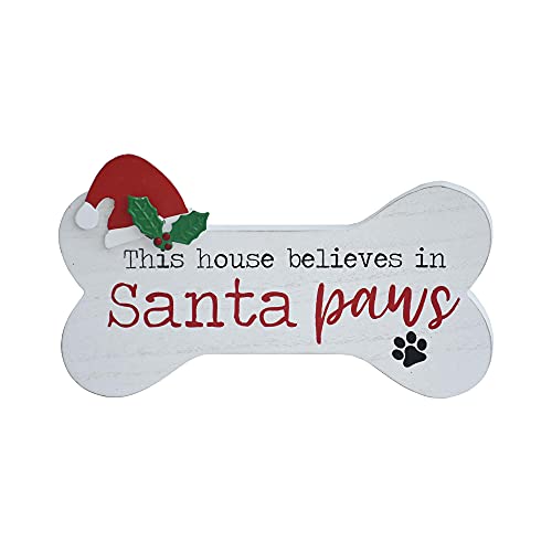 Paris Loft Pet Christmas Sign, This house Believes in Santa Paws, Dog Bone Christmas Sign, Wood Holiday Sign, Dog Decor for Living Room, Dining Room, Family Room, Entry or Kitchen