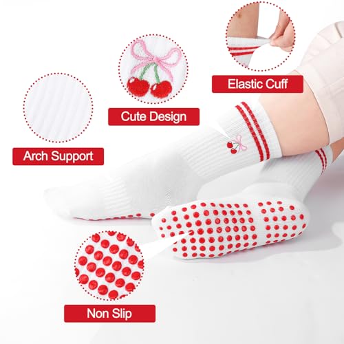 Image of Jspupifip Cute Pilates Socks for Women | Non Slip Yoga Socks with Grips for Barre Workout Athletic Hospital