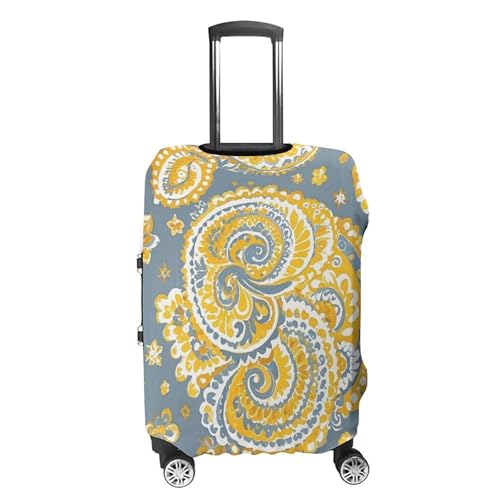 Yellow Paisley Pattern Luggage Cover Elastic Luggage Covers for Suitcase Travel Luggage Covers Anti-Scratch Washable Suitcase Sleeve Fits 19-32 Inch Luggage4